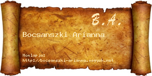 Bocsanszki Arianna névjegykártya